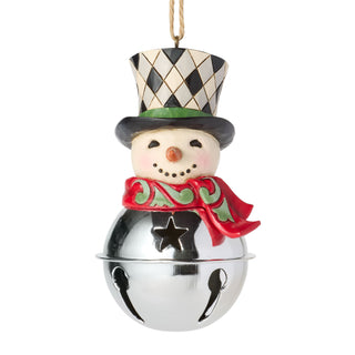 Jim Shore Heartwood Creek: Highland Glen Snowman On Jingle Bell Hanging Ornament sparkle-castle