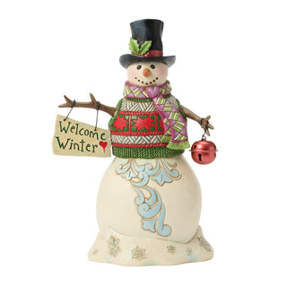 Jim Shore Heartwood Creek: Snowman With Hanging Sign Figurine sparkle-castle