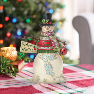 Jim Shore Heartwood Creek: Snowman With Hanging Sign Figurine sparkle-castle