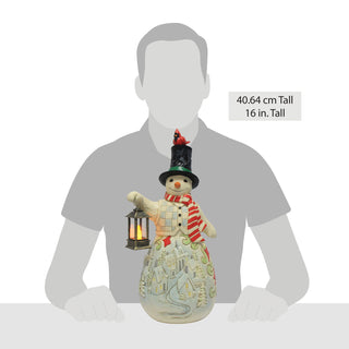 Jim Shore Heartwood Creek: Snowman With Lit Lantern Statue sparkle-castle