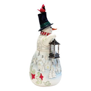 Jim Shore Heartwood Creek: Snowman With Lit Lantern Statue sparkle-castle