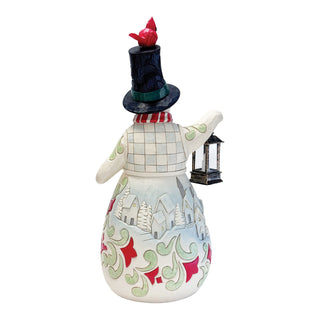 Jim Shore Heartwood Creek: Snowman With Lit Lantern Statue sparkle-castle