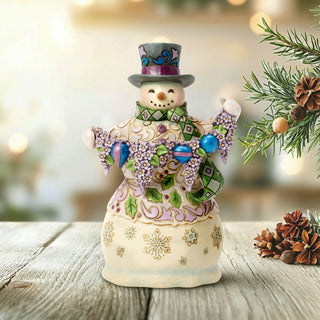 Jim Shore Heartwood Creek: Purple Snowman Figurine sparkle-castle