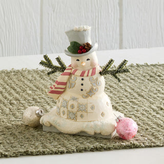 Jim Shore Heartwood Creek: White Woodland Snowman In Top Hat Figurine sparkle-castle