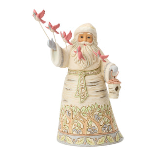 Jim Shore Heartwood Creek: White Woodland Santa With Flying Cardinals Figurine sparkle-castle