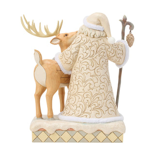Jim Shore Heartwood Creek: White Woodland Santa With Buck Figurine sparkle-castle
