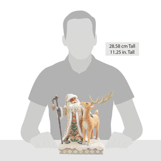 Jim Shore Heartwood Creek: White Woodland Santa With Buck Figurine sparkle-castle