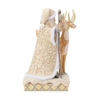 Jim Shore Heartwood Creek: White Woodland Santa With Buck Figurine sparkle-castle