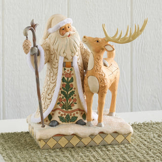 Jim Shore Heartwood Creek: White Woodland Santa With Buck Figurine sparkle-castle