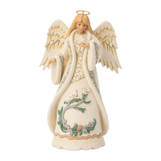 Jim Shore Heartwood Creek: White Woodland Angel With Dove Figurine sparkle-castle