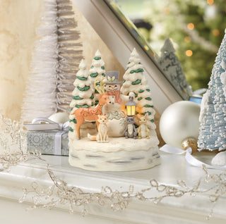 Jim Shore Heartwood Creek: White Woodland Snowman With Forest Friends Figurine sparkle-castle