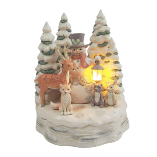 Jim Shore Heartwood Creek: White Woodland Snowman With Forest Friends Figurine sparkle-castle