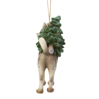 Jim Shore Heartwood Creek: White Woodland Husky With Tree Hanging Ornament sparkle-castle