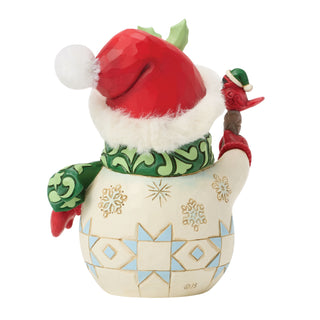 Jim Shore Heartwood Creek: Pint Sized Snowman With Cardinal on Staff Figurine sparkle-castle