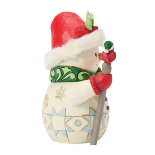 Jim Shore Heartwood Creek: Pint Sized Snowman With Cardinal on Staff Figurine sparkle-castle