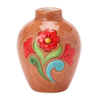 Jim Shore Heartwood Creek: Terracotta with Floral Vase Vase