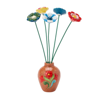Jim Shore Heartwood Creek: Terracotta with Floral Vase Vase