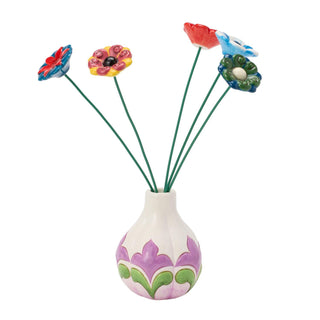 Jim Shore Heartwood Creek: White with Floral Vase Vase