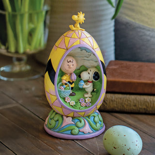 Jim Shore Peanuts: Snoopy & Charlie Egg Diorama Figurine sparkle-castle