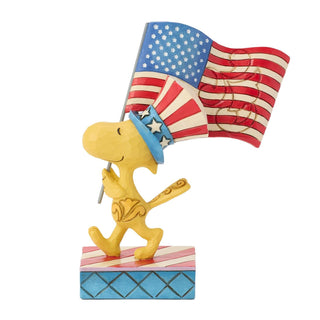 Jim Shore Peanuts: Patriotic Woodstock with Flag Figurine