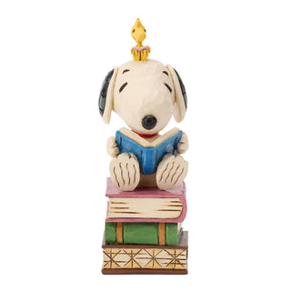 Jim Shore Peanuts: Snoopy Reading on Stacked Book Figurine