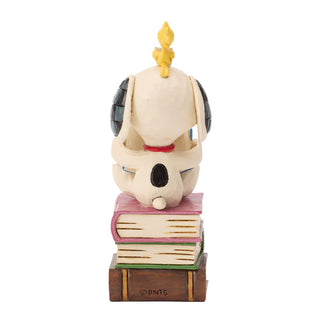 Jim Shore Peanuts: Snoopy Reading on Stacked Book Figurine