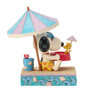 Jim Shore Peanuts: Snoopy Holding Woodstock/Bowl Figurine
