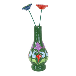 Jim Shore Heartwood Creek: Green with Floral Vase Vase