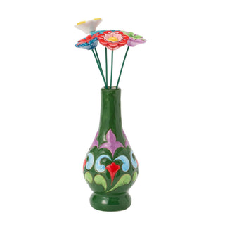 Jim Shore Heartwood Creek: Green with Floral Vase Vase