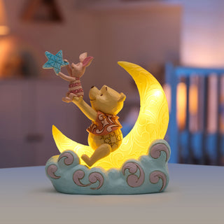Jim Shore Disney Traditions: Pooh & Piglet LED Moon Figurine sparkle-castle