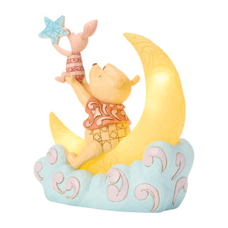 Jim Shore Disney Traditions: Pooh & Piglet LED Moon Figurine sparkle-castle