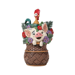 Jim Shore Disney: Pua & Hei Hei Flower Basket Figurine