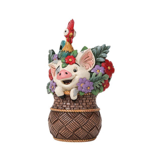 Jim Shore Disney: Pua & Hei Hei Flower Basket Figurine