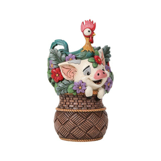 Jim Shore Disney: Pua & Hei Hei Flower Basket Figurine