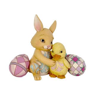 Jim Shore Heartwood Creek: Easter Bunny Hugging Duckling Figurine sparkle-castle