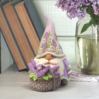 Jim Shore Heartwood Creek: Gnome with Basket of Lilac Figurine