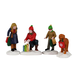 Lemax Vail Village Accessory: Festive Holiday Shoppers, Set of 4 sparkle-castle