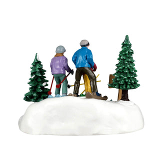 Lemax Vail Village Accessory: Family Ski Day sparkle-castle
