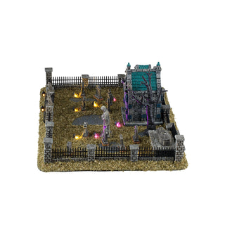 Lemax Spooky Town Halloween Village: Misty Crypt Graveyard sparkle-castle