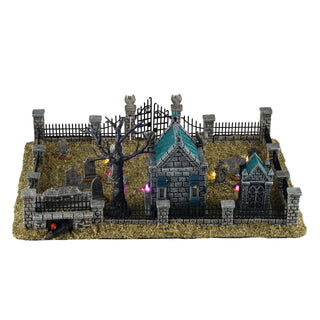 Lemax Spooky Town Halloween Village: Misty Crypt Graveyard sparkle-castle