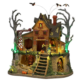 Lemax Spooky Town Halloween Village: The Cursed Cabin sparkle-castle