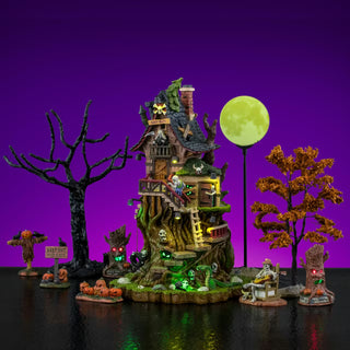 Lemax Spooky Town Halloween Village: Petrified Forest Tree House Set sparkle-castle