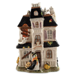 Fitz & Floyd Halloween Haunted House Cookie Jar Giftbox: Hand Painted / Earthenware / Halloween sparkle-castle