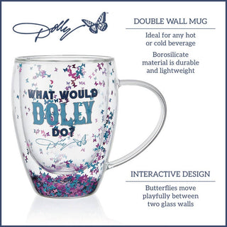 Dolly Parton Double Wall Confetti Mug Set 2 Gift Box sparkle-castle