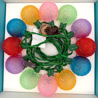 Ice Lites Set, Frosted 6-Color Globe, 12 Bulb String Lights, C7