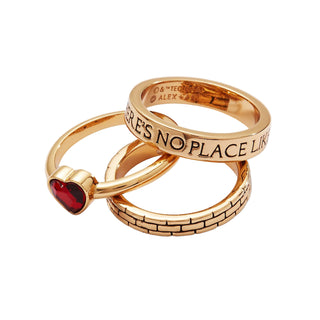 Alex and Ani: The Wizard of Oz™ "There's No Place Like Home" Ring Set of 3: Gold sparkle-castle