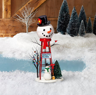 Department 56 Cross Product Village Accessory: Snowman Water Tower Figurine sparkle-castle