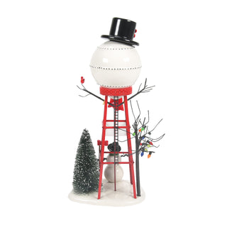 Department 56 Cross Product Village Accessory: Snowman Water Tower Figurine sparkle-castle