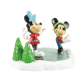 Department 56 Disney Snow Village Accessory: Mickey & Minnie Go Skating sparkle-castle