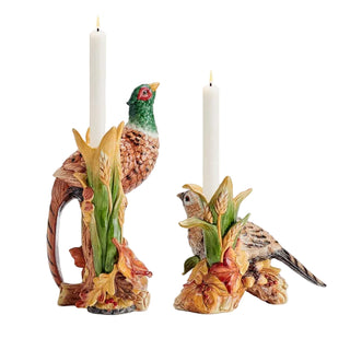 Fitz & Floyd Fall Hrvst Pheasant Candleholders Giftbox: Hand Painted / Earthenware / Harvest sparkle-castle